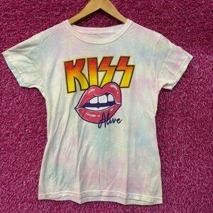Kiss Alive Womens Rock Tie Dye Tshirt Size Large